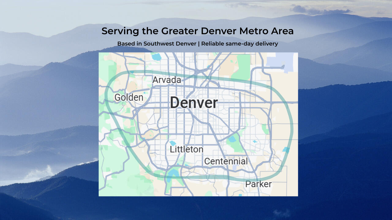 SW Delivery Services Area Graphic SW Delivery pricing across the Denver metro area.